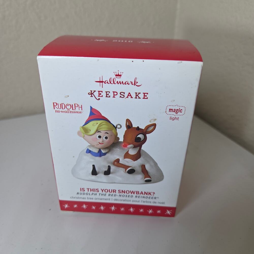 Hallmark Keepsake 2016 Magic Light Rudolph Is This Your Snowbank Ornament